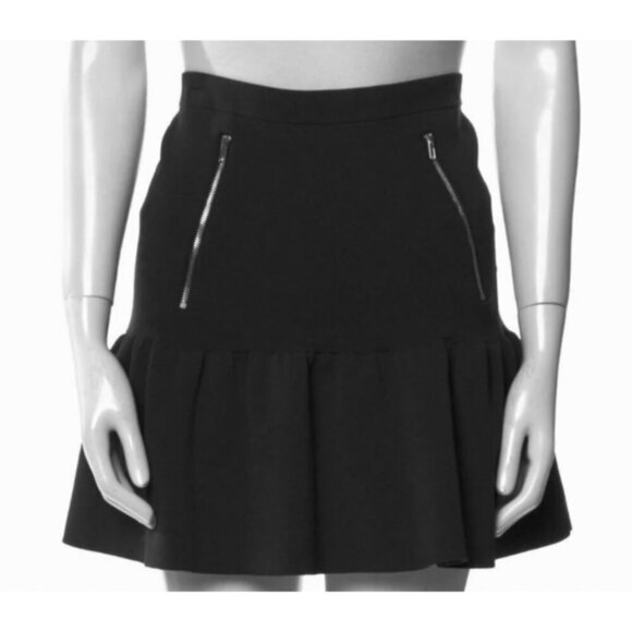 Sandro Paris black knit mini skirt size 1 US size 4 ruffle zipper accents - Picture 9 of 9